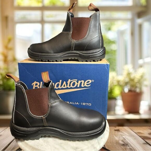BLUNDSTONE 172 Leather Safety Work Chelsea Boot Stout Brown AUS 10.5 US Men 11.5 - Picture 9 of 16